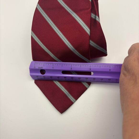 Vintage 80s Brooks Brothers Makers Red Striped Tie All Silk Necktie - Picture 2 of 3